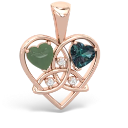 Jade Celtic Trinity Heart 14K Rose Gold pendant P5331