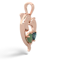 Jade Dolphin Heart 14K Rose Gold pendant P5820