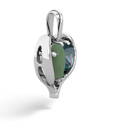 Jade Two Become One 14K White Gold pendant P5330