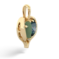 Jade Two Become One 14K Yellow Gold pendant P5330