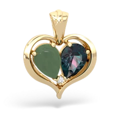 Jade Two Become One 14K Yellow Gold pendant P5330