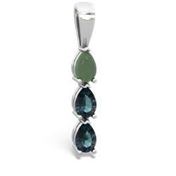 Jade Dew Drops 14K White Gold pendant P2251