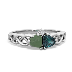 Jade Heart To Heart Braid 14K White Gold ring R5870