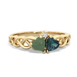 Jade Heart To Heart Braid 14K Yellow Gold ring R5870