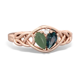 Jade Celtic Love Knot 14K Rose Gold ring R5420