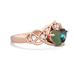 Jade 'One Heart' Celtic Knot Claddagh 14K Rose Gold ring R5322