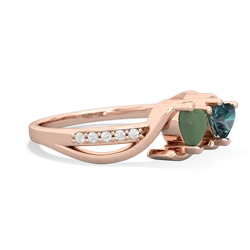 Jade Side By Side 14K Rose Gold ring R3090