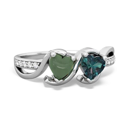 Jade Side By Side 14K White Gold ring R3090