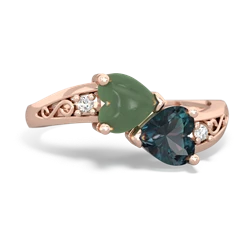 Jade Snuggling Hearts 14K Rose Gold ring R2178