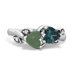 Jade Floral Elegance 14K White Gold ring R5790