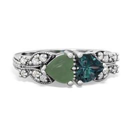 Jade Diamond Butterflies 14K White Gold ring R5601