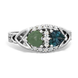 Jade Sparkling Celtic Knot 14K White Gold ring R2645