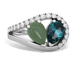 Jade Nestled Heart Keepsake 14K White Gold ring R5650