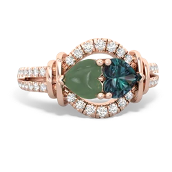 Jade Art-Deco Keepsake 14K Rose Gold ring R5630