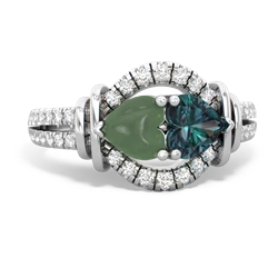 Jade Art-Deco Keepsake 14K White Gold ring R5630