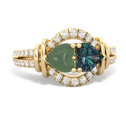 Jade Art-Deco Keepsake 14K Yellow Gold ring R5630