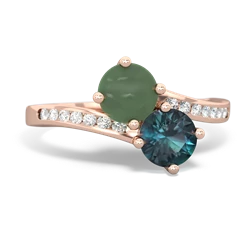 Jade Channel Set Two Stone 14K Rose Gold ring R5303