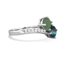 Jade Channel Set Two Stone 14K White Gold ring R5303