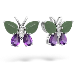 Jade Butterfly 14K White Gold earrings E2215