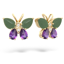 Jade Butterfly 14K Yellow Gold earrings E2215