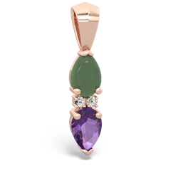 Jade Bowtie Drop 14K Rose Gold pendant P0865