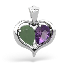 Jade Two Become One 14K White Gold pendant P5330