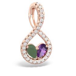 Jade Pave Twist 'One Heart' 14K Rose Gold pendant P5360