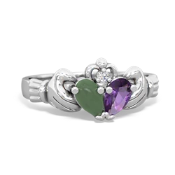 Jade 'Our Heart' Claddagh 14K White Gold ring R2388