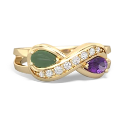 Jade Diamond Infinity 14K Yellow Gold ring R5390