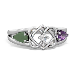 Jade Hearts Intertwined 14K White Gold ring R5880