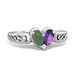 Jade Filligree 'One Heart' 14K White Gold ring R5070