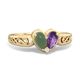 Jade Filligree 'One Heart' 14K Yellow Gold ring R5070