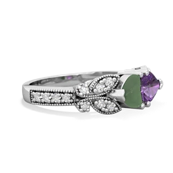 Jade Diamond Butterflies 14K White Gold ring R5601