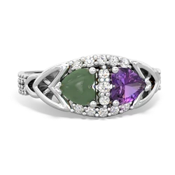 Jade Sparkling Celtic Knot 14K White Gold ring R2645