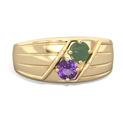 Jade Men's Streamline 14K Yellow Gold ring R0460