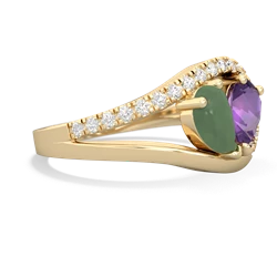 Jade Nestled Heart Keepsake 14K Yellow Gold ring R5650