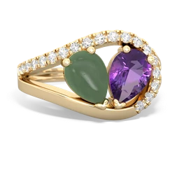 Jade Nestled Heart Keepsake 14K Yellow Gold ring R5650