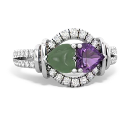 Jade Art-Deco Keepsake 14K White Gold ring R5630