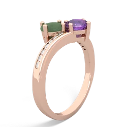 Jade Channel Set Two Stone 14K Rose Gold ring R5303