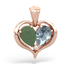 Jade Two Become One 14K Rose Gold pendant P5330