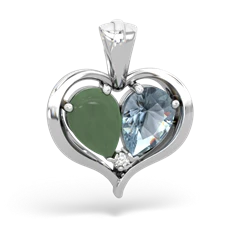 Jade Two Become One 14K White Gold pendant P5330