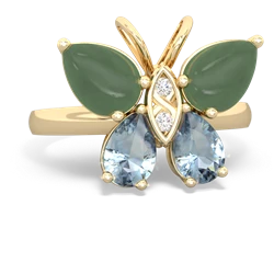 Jade Butterfly 14K Yellow Gold ring R2215