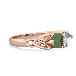 Jade Celtic Knot Double Heart 14K Rose Gold ring R5040