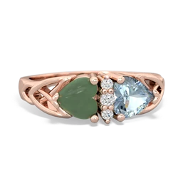 Jade Celtic Knot Double Heart 14K Rose Gold ring R5040