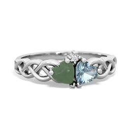 Jade Heart To Heart Braid 14K White Gold ring R5870