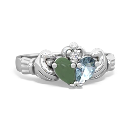 Jade 'Our Heart' Claddagh 14K White Gold ring R2388