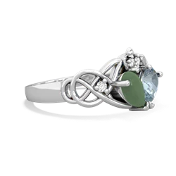 Jade 'One Heart' Celtic Knot Claddagh 14K White Gold ring R5322