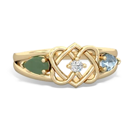 Jade Hearts Intertwined 14K Yellow Gold ring R5880