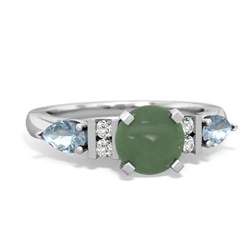 Jade 6Mm Round Eternal Embrace Engagement 14K White Gold ring R2005