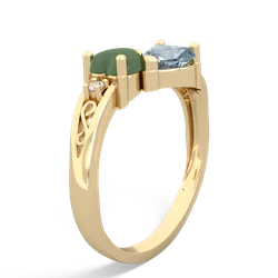 Jade Snuggling Hearts 14K Yellow Gold ring R2178